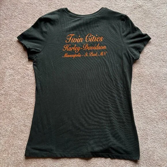 Harley Davidson Women’s Black Twin Cities Round Neck Tee – Size XL - Picture 4 of 5